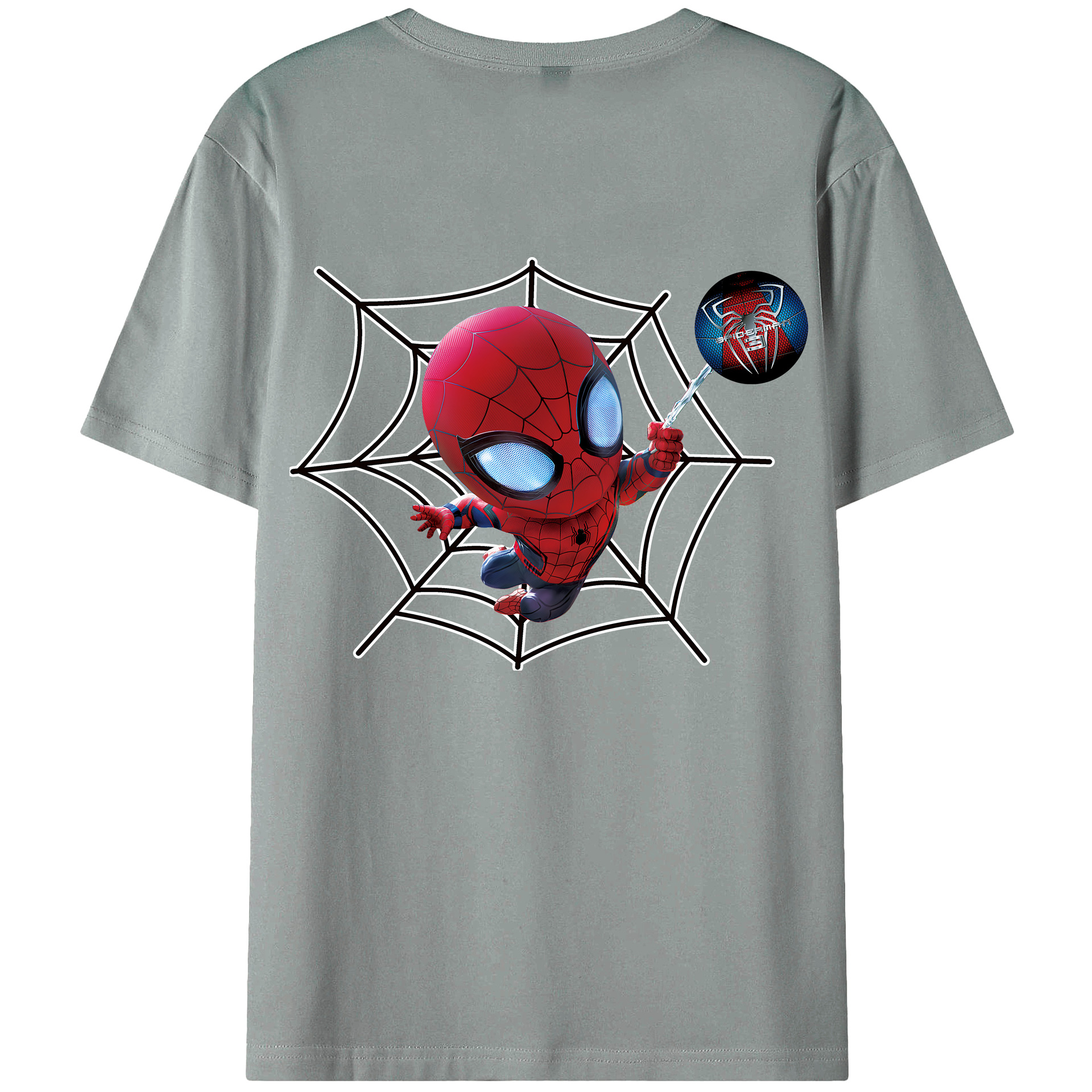 （画像用） Spider Man スパイダーマン 綿100％ メンズ半袖Tシャツ（バックプリント） 通気性
